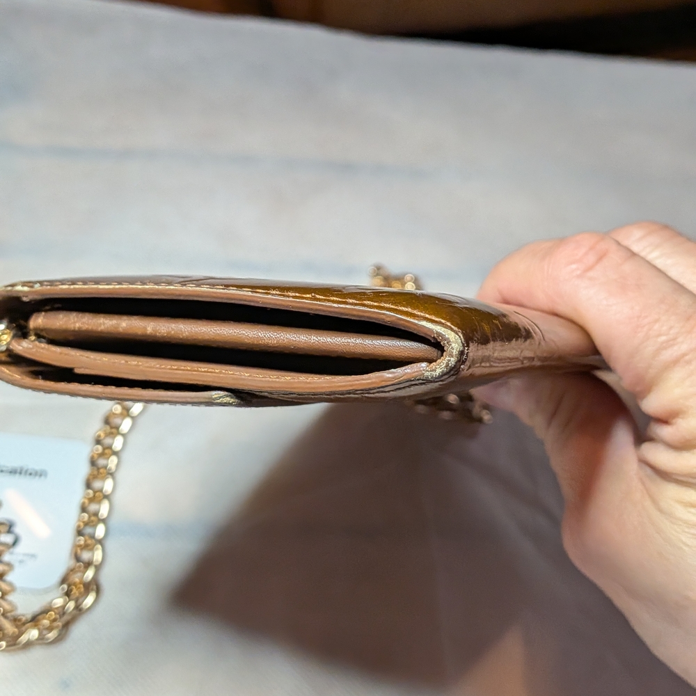 Louis Vuitton Bronze Metallic Monogram Wallet with Gold Chain - Picture 8 of 11